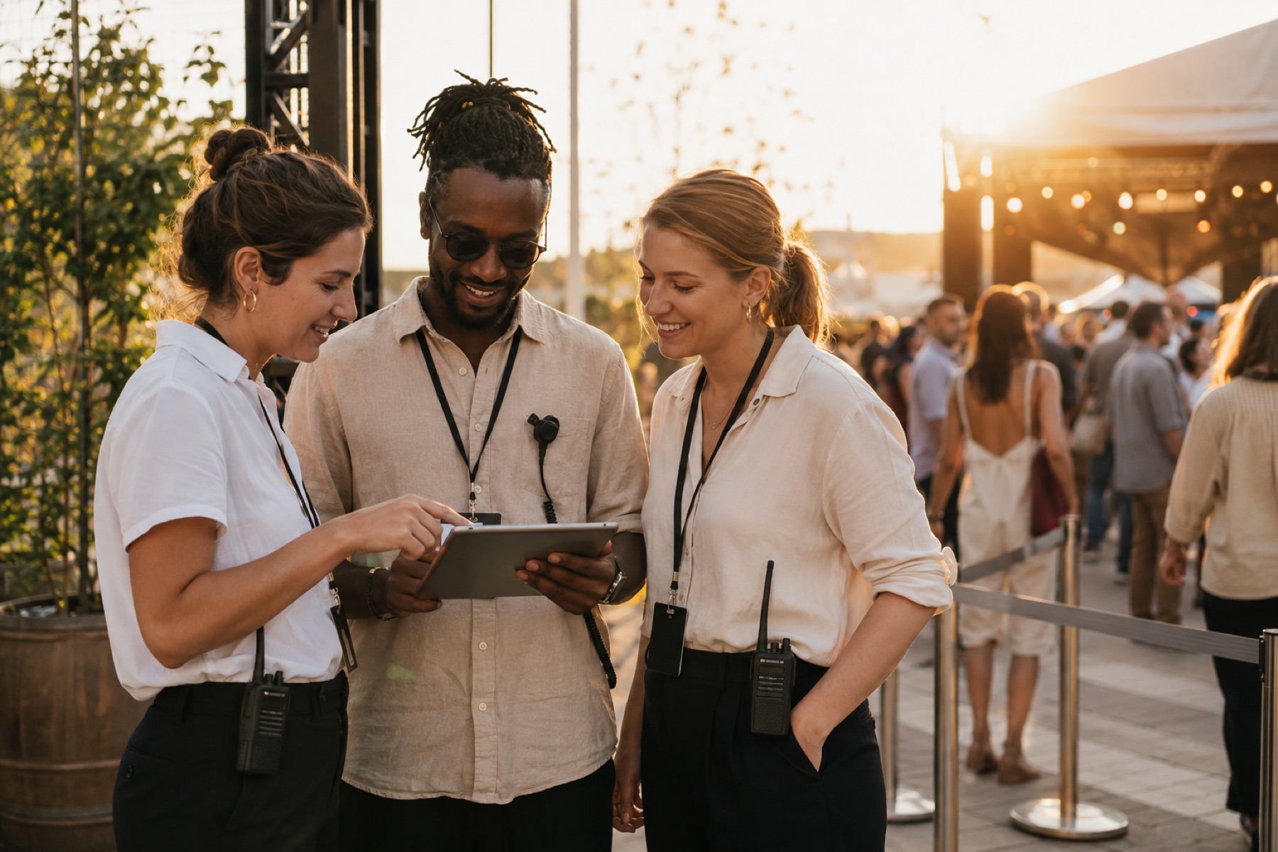 Eventteam arbeitet gemeinsam am Einlass